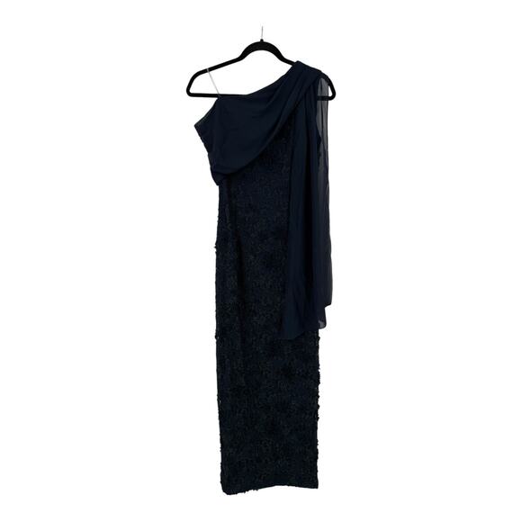 JS Collections Elodie Floral One-Shoulder Cotton Blend Gown dress blue size 2 - Picture 5 of 9